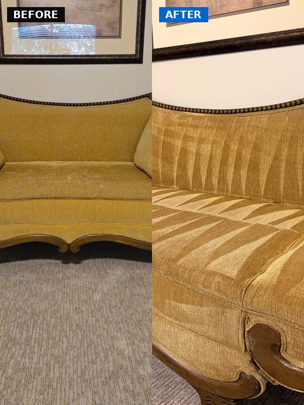 Upholstery cleaning before and after